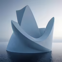 the top of a sculpture with a wave around it