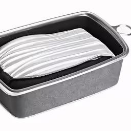 two plastic trays holding towels and silverware