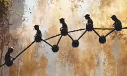 the birds are perched on the barbed wire