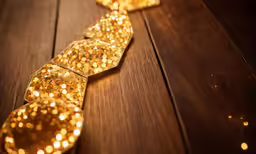 golden lights on a table make for a festive look