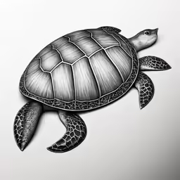 a drawing of a turtle on a white background