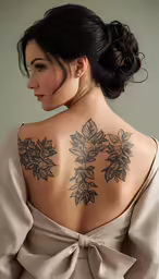the back of a woman with tattoos