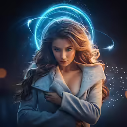 an image of a girl with glowing rings
