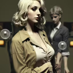 a woman standing near a man with her hands in his pockets