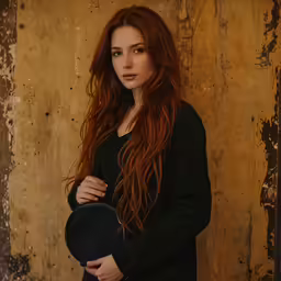 a girl poses with her black purse in her hands