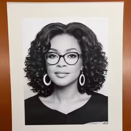a black and white photograph of a woman wearing glasses
