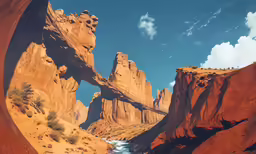 the valley is surrounded by a rock formation