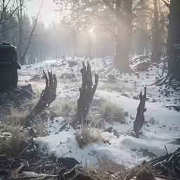 a pile of trees sitting in the middle of a forest