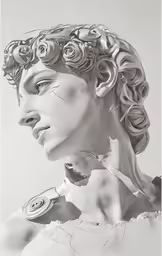 a black and white image of a woman with curls on her head