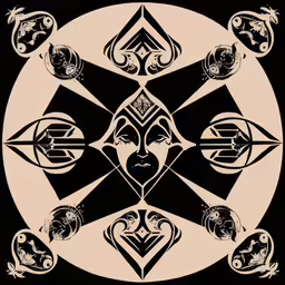 a black and white abstract design with heart shapes