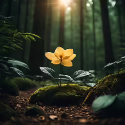 a small flower that is in the middle of a forest