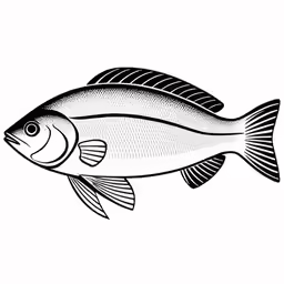 a drawing of a fish with black stripes