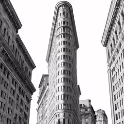 a black and white photo of buildings in new york