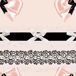 lace is seen on pink and black background