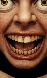 a face and head with the teeth missing