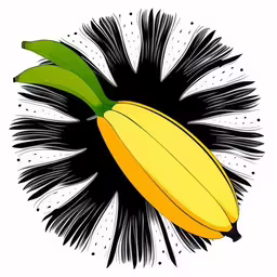 a banana is painted with black and white spots