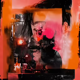 a collage of a man with black hair and a pink shirt