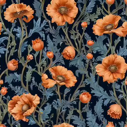 an abstract floral design with flowers painted on them