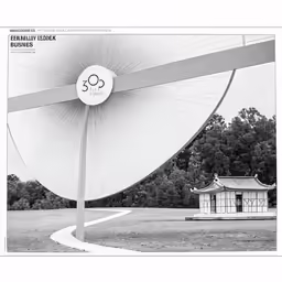 a black and white photo of an object on top of a field