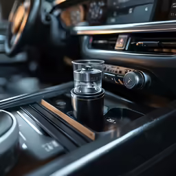 a car stereo that is next to a vehicle dashboard