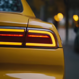 rear lights from a car at night, seen in the city