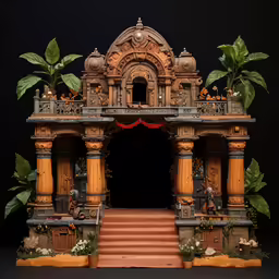 an elaborately carved stone structure is shown