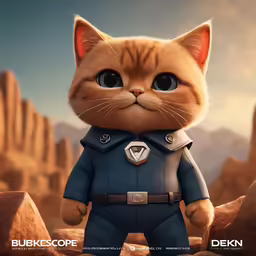 the character pekin has blue eyes, but has brown fur and a blue uniform on