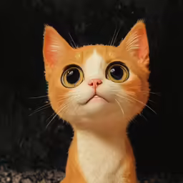 a yellow kitten with big round yellow eyes
