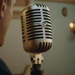 a close up view of a black microphone
