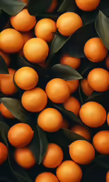 many ripe oranges with leaves and green on them