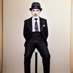 a male in a suit and a tie sitting