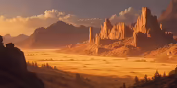 a painting of a mountain range covered in lots of vegetation