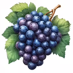 a picture of grapes with leaves on them