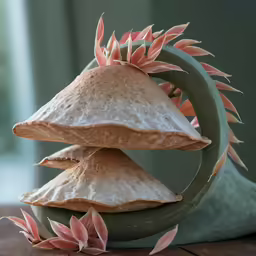 a vase is stacked with a two tiered cake