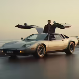 a man is standing on the roof of a car
