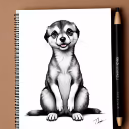 a drawing of a meerkat sits next to a pen