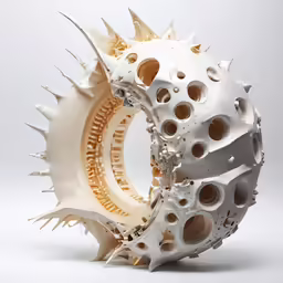 a model is turned into a strange looking sculpture