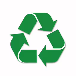 the green recycle icon shows two arrows,the recycling symbol in the shape of a rectangle