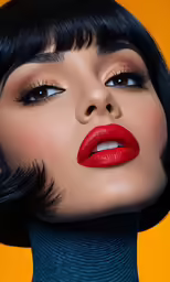 the woman is making a surprised face while posing