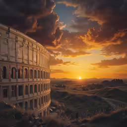 a beautiful sunset with the sun going down behind some buildings