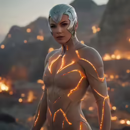 a character in a space suit is standing outside