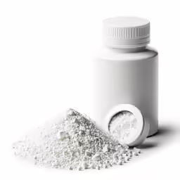 the medicine bottle with a lot of white pills