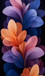 a photograph of leaves and colors on a black background