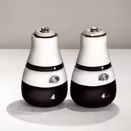 two electronic items are pictured sitting next to each other