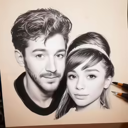 a picture of a young couple drawn on paper