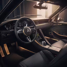 the interior of a sleek looking sports car