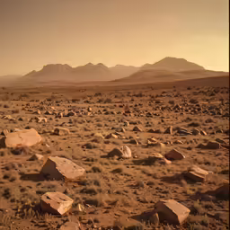 the large rocks have been arranged in a field