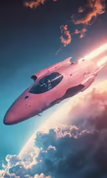 an airplane flying above the clouds and the sun