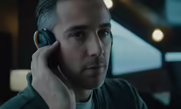 the man is talking on the phone in the dark