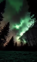a picture of an aurora bore and green sky